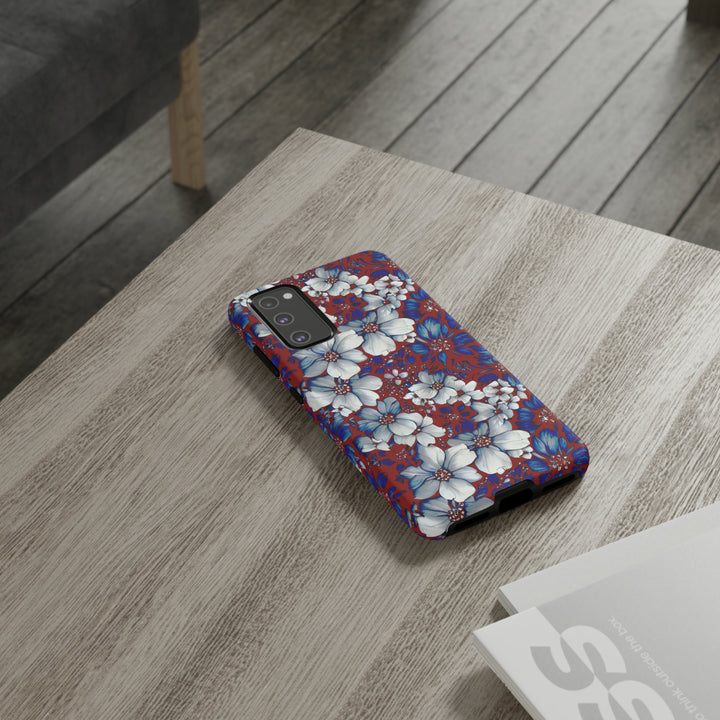 Cute Samsung Phone Case | Aesthetic Samsung Phone Case | Galaxy S23, S22, S21, S20 | Red Blue Flowers, Protective Phone Case - Studio40ParkLane