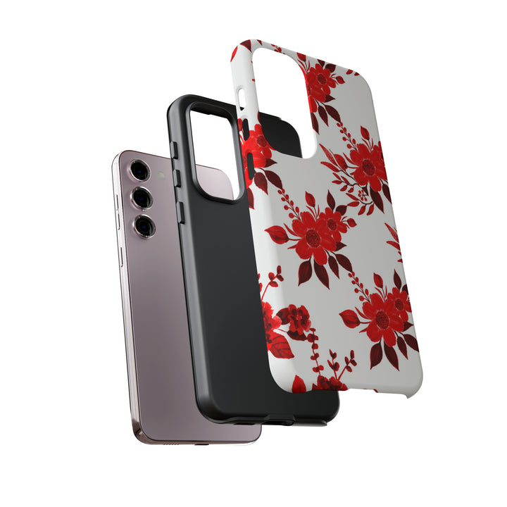 Cute Samsung Phone Case | Aesthetic Samsung Phone Case | Galaxy S23, S22, S21, S20 | Red White Flowers, Protective Phone Case - Studio40ParkLane