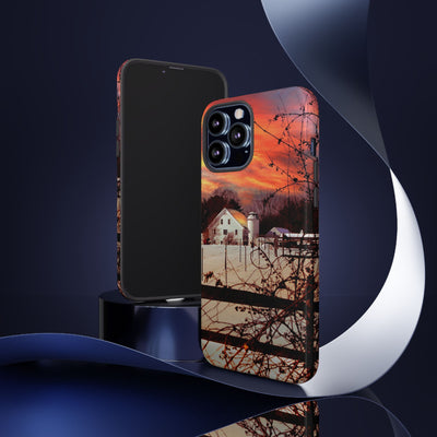 Impact Resistant, Winter Sunset Cute Phone Cases for Samsung S24, S23, S22, S21, IPhone 15 pro Iphone 14 pro Iphone 13 IPhone 12 Iphone 11