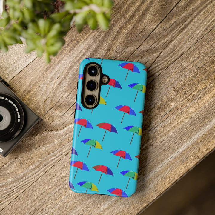 Cute Samsung Phone Case | Aesthetic Samsung Phone Case | Galaxy S23, S22, S21, S20 | Colorful Beach Parasols Blue, Protective Phone Case - Studio40ParkLane