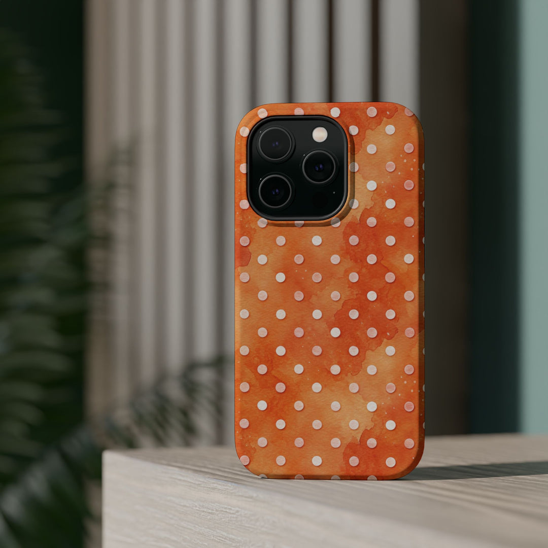 Aesthetic Tough Magsafe Orange Polka Dots Phone Case - For iPhone 17 Pro Max iPhone 16 Pro iPhone 15 Iphone 14 Plus 13 Pro 12 11 10 XR - Studio40ParkLane