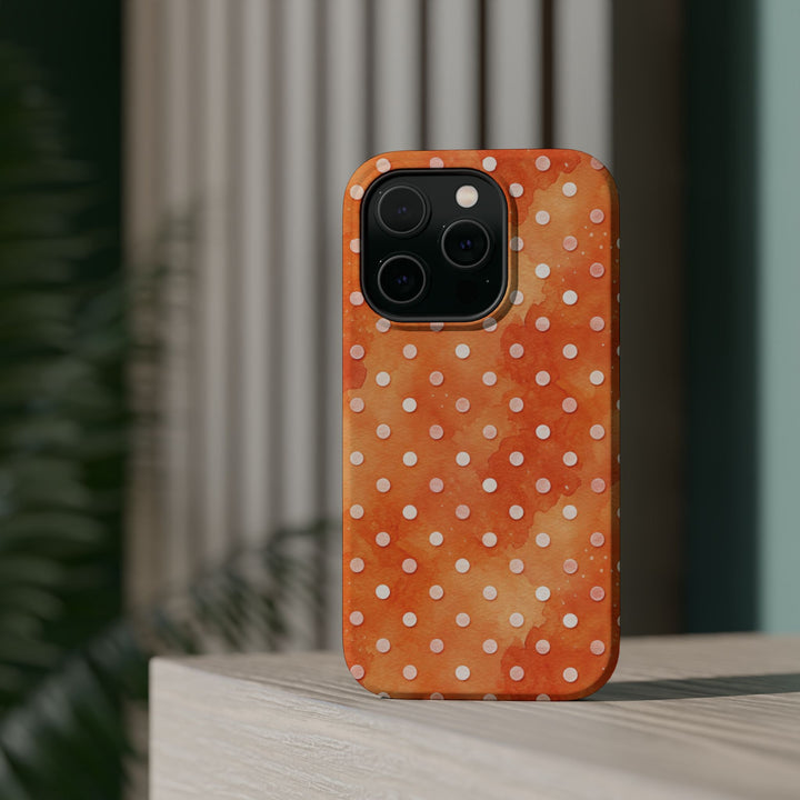 Aesthetic Tough Magsafe Orange Polka Dots Phone Case - For iPhone 17 Pro Max iPhone 16 Pro iPhone 15 Iphone 14 Plus 13 Pro 12 11 10 XR - Studio40ParkLane