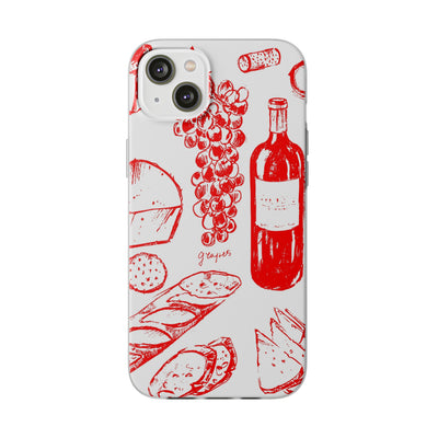 Cute Flexi Phone Cases, French Food Wine Red, Compatible with Samsung Galaxy S23, Samsung S22, Samsung S21, Samsung S20, Galaxy S20 Ultra