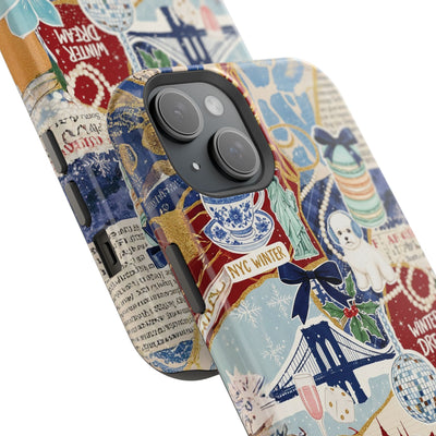 New York Winter Coquette Collage Tough Magsafe Cute Phone Cases for Iphone | iPhone 17 Pro Max Case, Iphone 16, Iphone 15 14 13 12 11 10 9