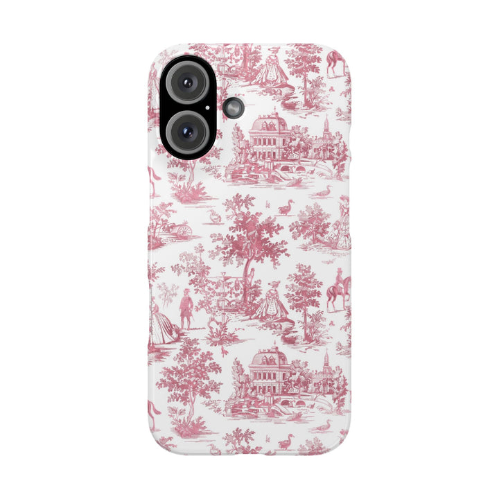 Slim Pink Vintage French Toile Cute Phone Cases for Iphone 16 Pro Max | iPhone 15 Case | iPhone 15 Pro Max Case, Iphone 14, Iphone 14 Pro Max, Iphone 13 12 11 8 7 - Studio40ParkLane