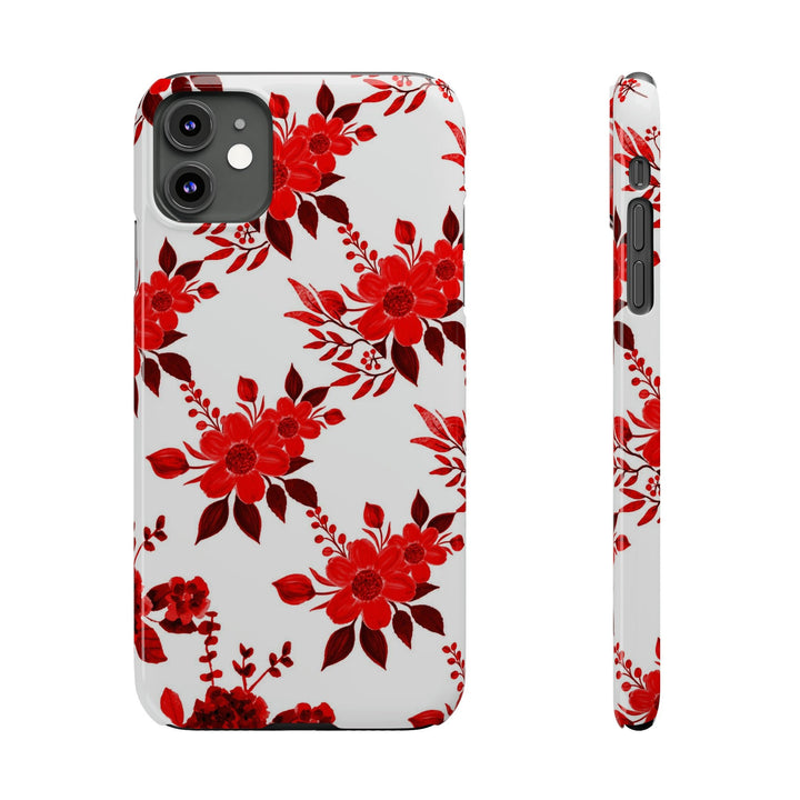 Slim Cute Phone Cases for Iphones - | iPhone 15 Case | iPhone 15 Pro Max Case, Iphone 14 Case, Iphone 14 Pro Max, Iphone 13, Red White Flowers - Studio40ParkLane
