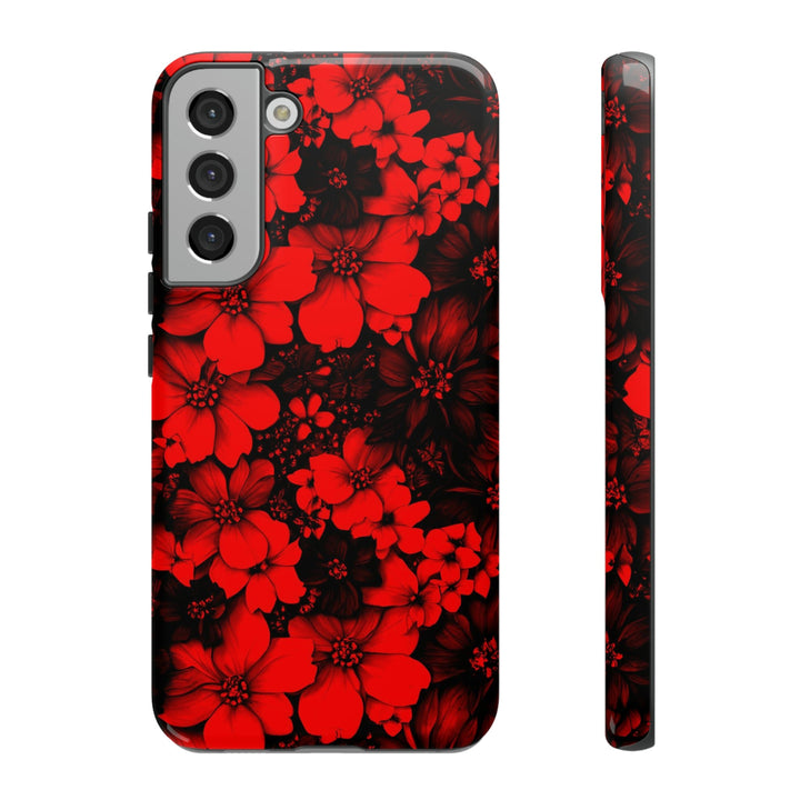 Cute Samsung Phone Case | Aesthetic Samsung Phone Case | Galaxy S23, S22, S21, S20 | Red Black Flowers, Protective Phone Case - Studio40ParkLane