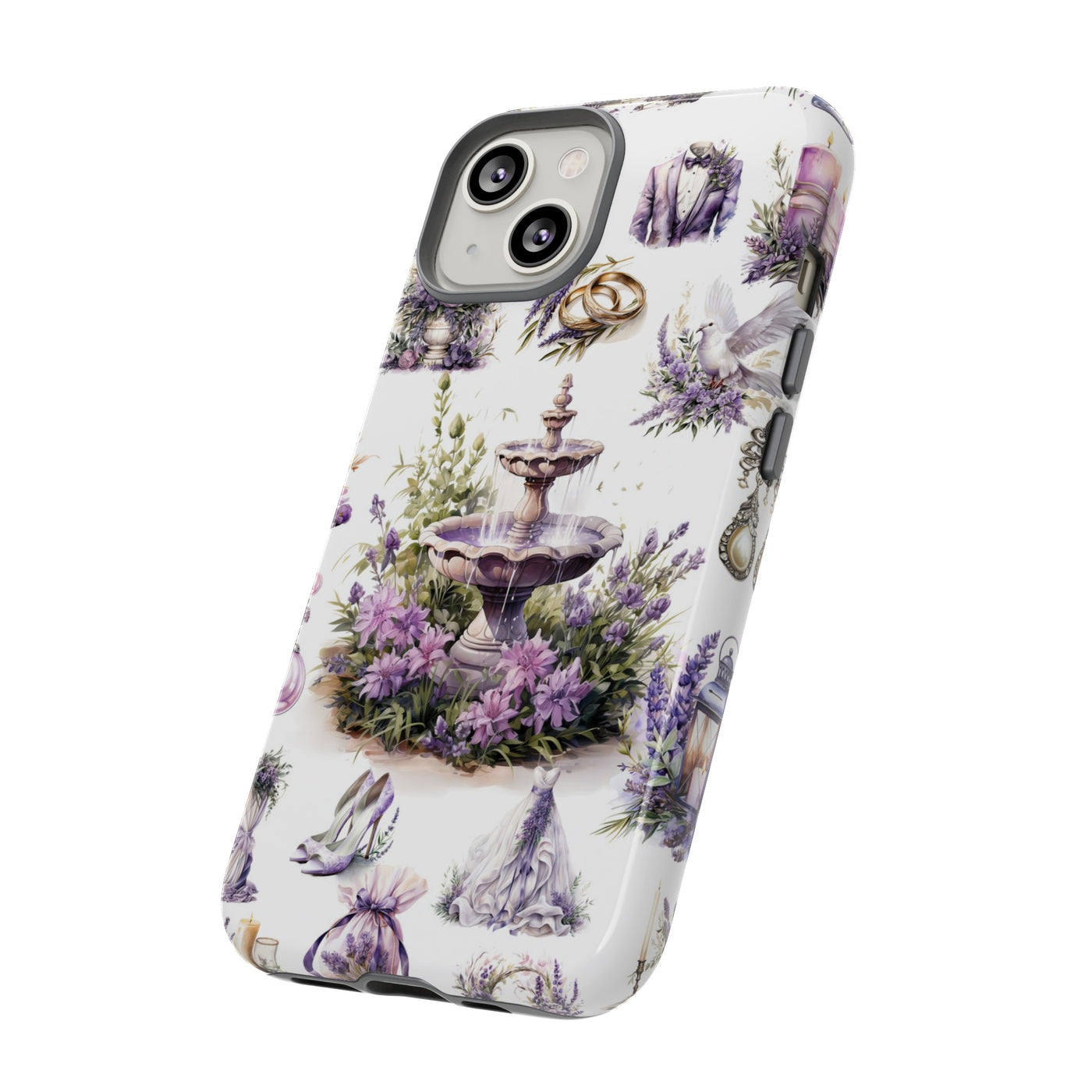 Impact Resistant, Lavender Wedding, Cute Phone Cases for Samsung S24, S23, S22, S21, IPhone 15 pro Iphone 14 pro Iphone 13 IPhone 12 Iphone 11