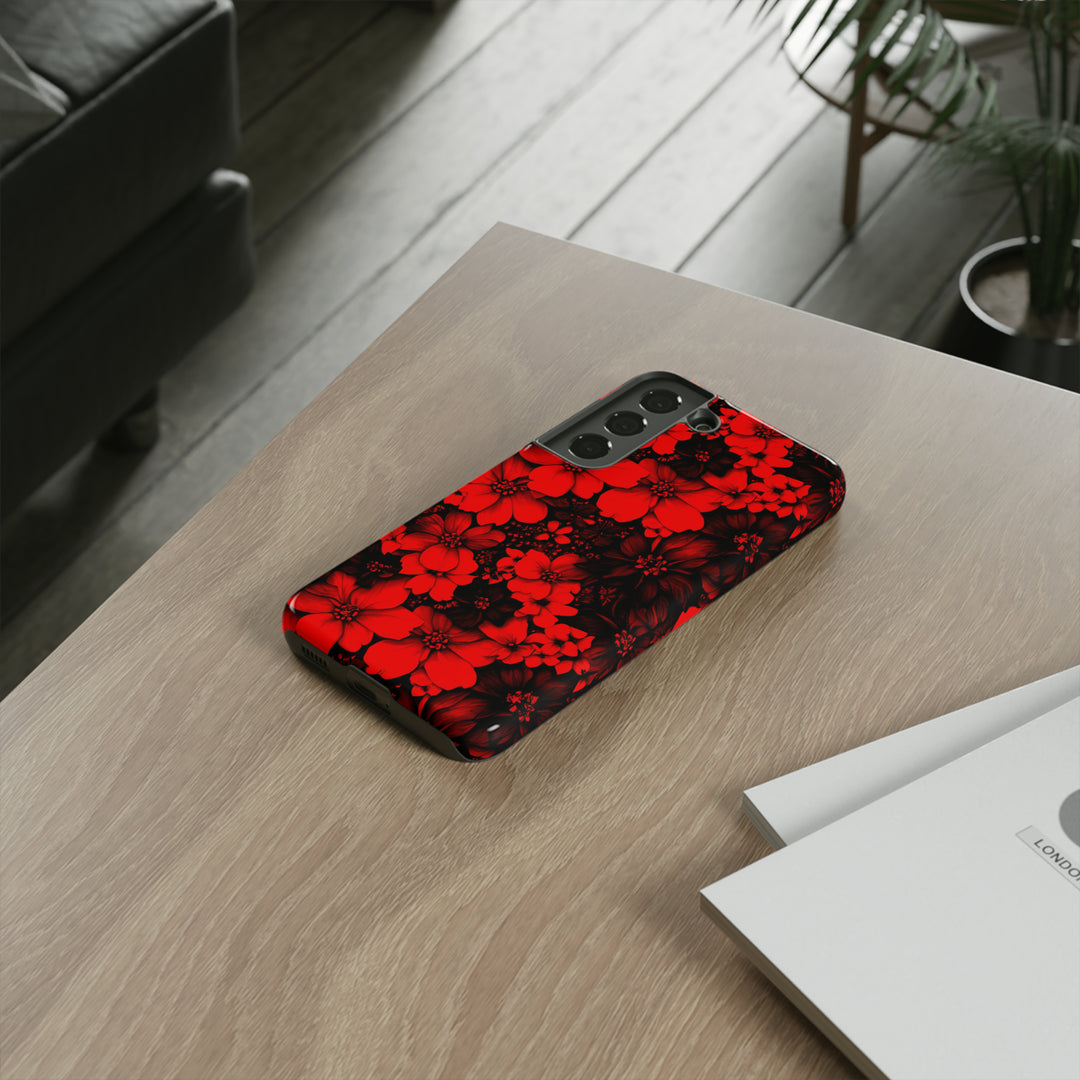 Cute Samsung Phone Case | Aesthetic Samsung Phone Case | Galaxy S23, S22, S21, S20 | Red Black Flowers, Protective Phone Case - Studio40ParkLane