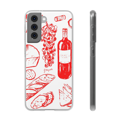 Cute Flexi Phone Cases, French Food Wine Red, Compatible with Samsung Galaxy S23, Samsung S22, Samsung S21, Samsung S20, Galaxy S20 Ultra