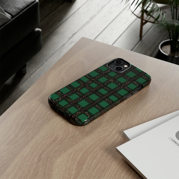 Cute IPhone Case | iPhone 15 Case | iPhone 15 Pro Max Case, Iphone 14 Case, Iphone 14 Pro Max Case IPhone Case for Art Lovers, Green Festive Plaid - Studio40ParkLane