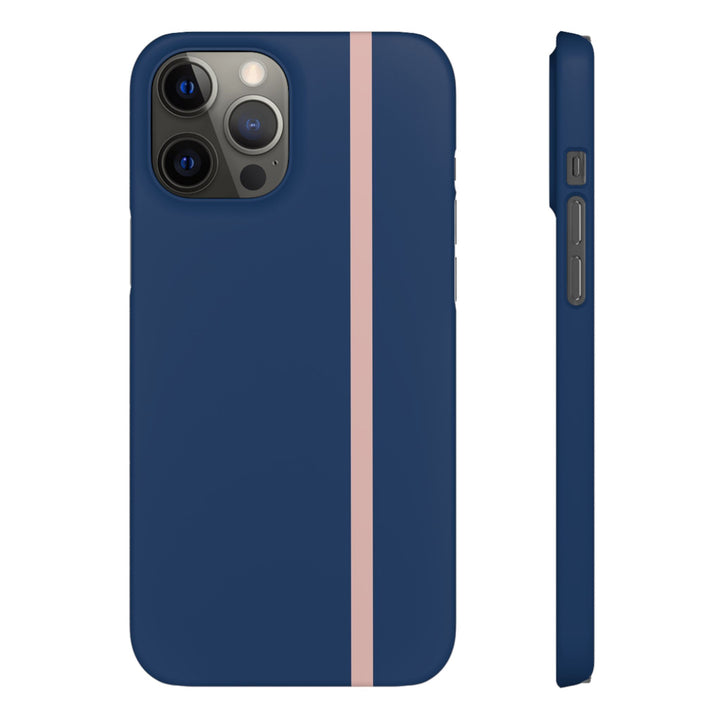 Sleek Navy Blue Pink Stripe Snap Phone Case for iPhone 18 17 16 15 14 13 Pro Max, Samsung Galaxy S26 S25 Ultra Lightweight Cute Phone Case - Studio40ParkLane