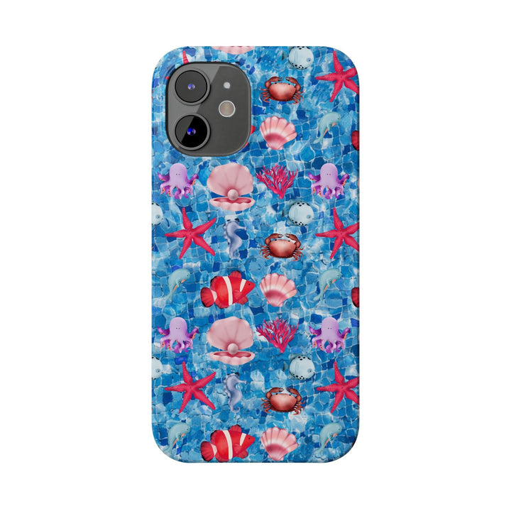 Slim Cute Phone Cases for Iphone - | iPhone 15 Case | iPhone 15 Pro Max Case, Iphone 14 Case, Iphone 14 Pro Max, Iphone 13, Blue Red Under Sea - Studio40ParkLane