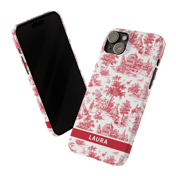 Slim French Toile Personalized Initial Custom Gift for Her Cute Phone Cases for Iphone 16 Pro Max | iPhone 15 Case | iPhone 15 Pro Max Case, Iphone 14, 13, 12, 11, 10, 8, 7 - Studio40ParkLane