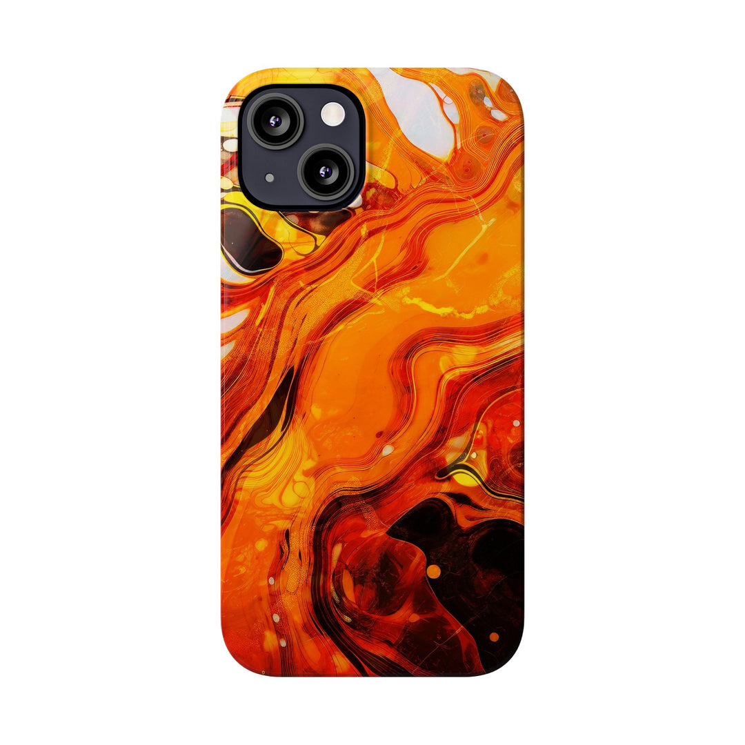 Slim Cute Phone Cases for Iphone - | iPhone 15 Case | iPhone 15 Pro Max Case, Iphone 14 Case, Iphone 14 Pro Max, Iphone 13, Marble Orange Yellow - Studio40ParkLane