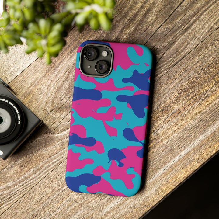 Cute IPhone Case | Blue Pink Camouflage, iPhone 15 Case | iPhone 15 Pro Case, Iphone 14 Case, Iphone 14 Pro Max Case, Protective Iphone Case - Studio40ParkLane