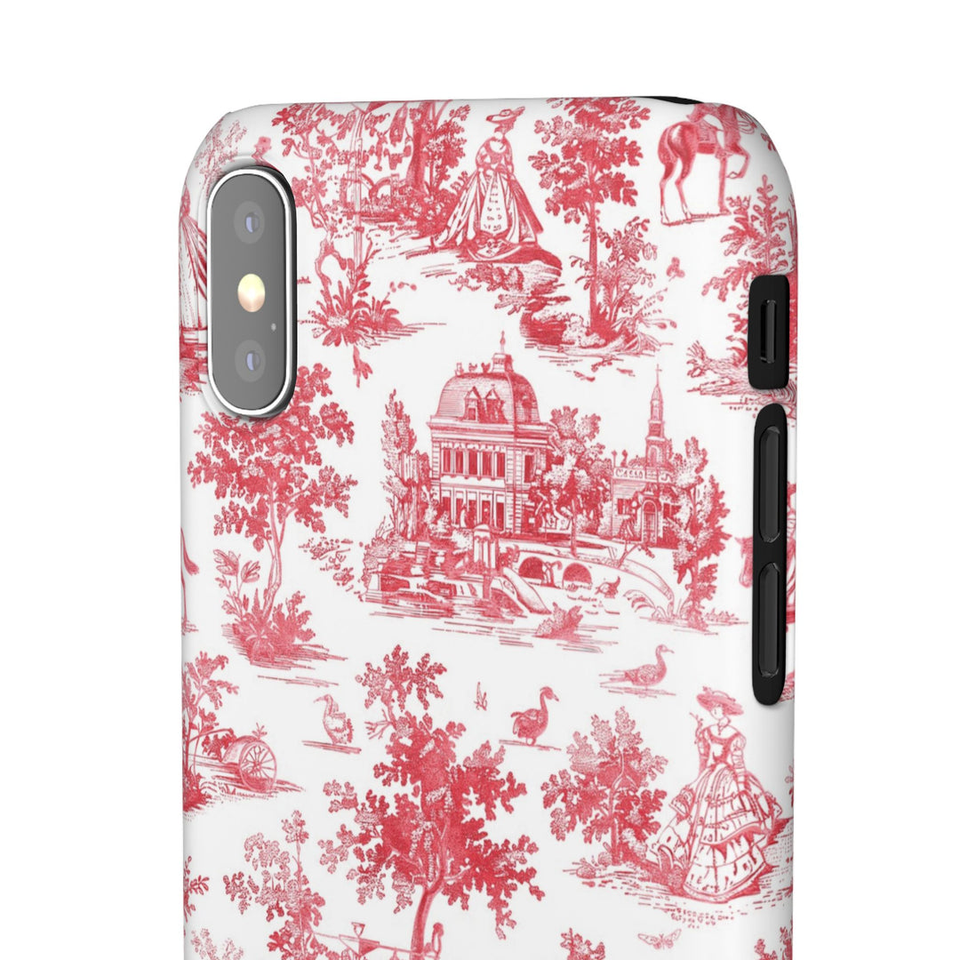 Snap French Toile Personalized Initial Custom Gift for Her Cute Phone Cases for Samsung S24, S23, S22, S21, S20, Plus and Ultra and Iphone, 16, 15, 14, 13, 12, 11. 10 - Studio40ParkLane