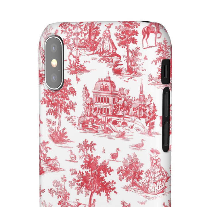 Snap French Toile Personalized Initial Custom Gift for Her Cute Phone Cases for Samsung S24, S23, S22, S21, S20, Plus and Ultra and Iphone, 16, 15, 14, 13, 12, 11. 10 - Studio40ParkLane