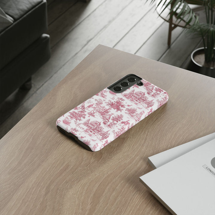 Personalized Custom French Toile Tough Cute Phone Case For Apple iPhone 18, 17, 16, 15 14, Pro Max, Samsung Galaxy S26, S25, S24 Plus Ultra