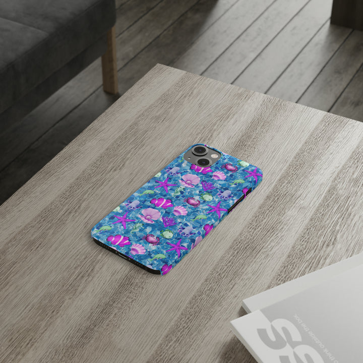 Slim Cute Phone Cases for Iphone - | iPhone 15 Case | iPhone 15 Pro Max Case, Iphone 14 Case, Iphone 14 Pro Max, Iphone 13, Blue Pink Under Sea - Studio40ParkLane