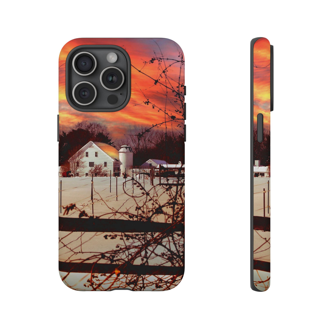 Impact Resistant, Winter Sunset Cute Phone Cases for Samsung S24, S23, S22, S21, IPhone 15 pro Iphone 14 pro Iphone 13 IPhone 12 Iphone 11