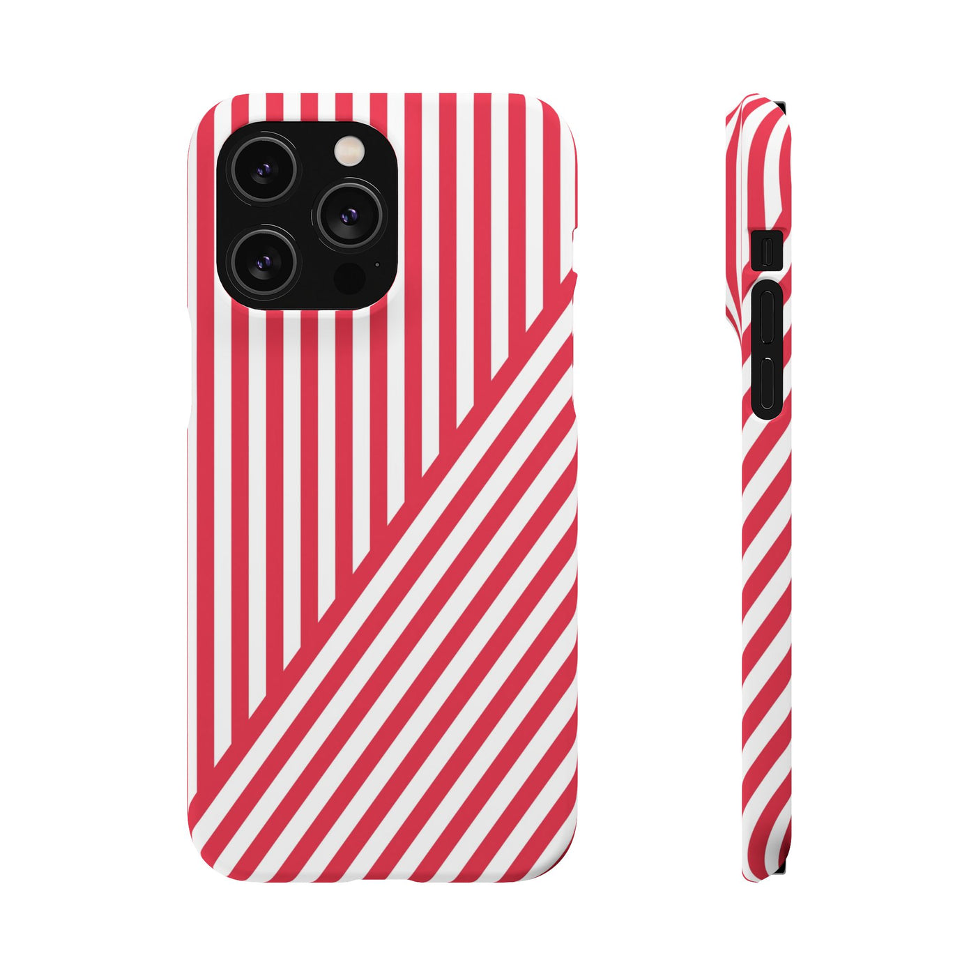 Aesthetic Winterberry Red Stripes Cute Phone Case Sleek Snap - For iPhone 17 Pro Max iPhone 16 Pro iPhone 15 Iphone 14 Plus 13 Pro 12 11 10 Gift - Studio40ParkLane