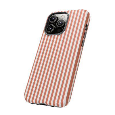 Tough Premium Peach Stripes Phone Case Gift for Her - For Apple iPhone 16 Pro Max 16e iPhone 15 Pro iPhone Iphone 14 Plus 13 Pro 12 SE XR - Studio40ParkLane