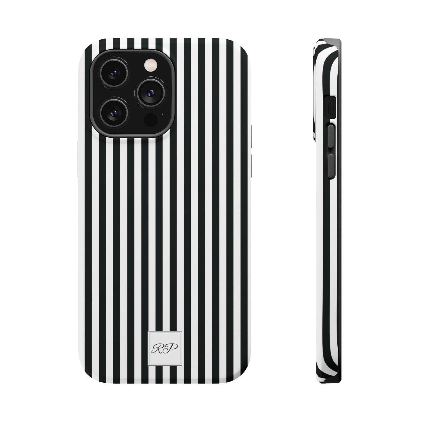 Custom Personalized Black White Striped Magsafe Phone Case for Iphone 17 - | iPhone 16 Pro Max Case | iPhone 15 Case Iphone 14 13 12 11 10 - Studio40ParkLane