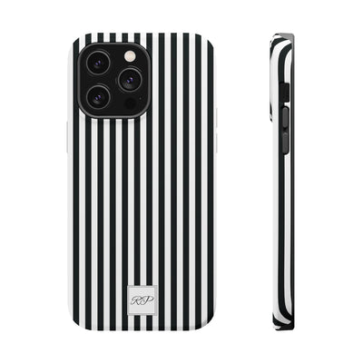Custom Personalized Black White Striped Magsafe Phone Case for Iphone 17 - | iPhone 16 Pro Max Case | iPhone 15 Case Iphone 14 13 12 11 10 - Studio40ParkLane