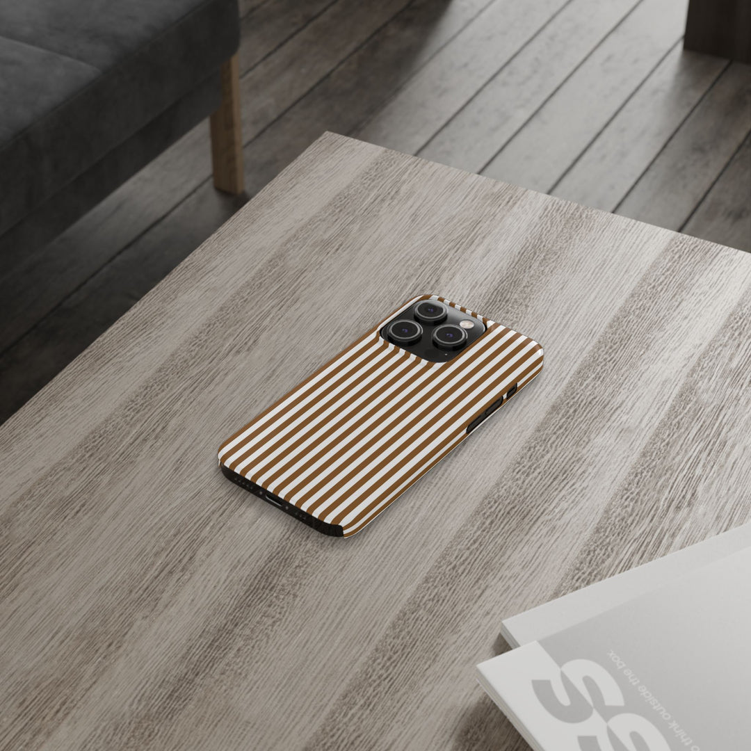 Slim Mocca Brown Striped Cute Phone Case for Iphone 16 - | iPhone 15 Pro Max Case | iPhone 14 Case Iphone 13 12 11 10 9 8 7 XS X Gift for Her - Studio40ParkLane