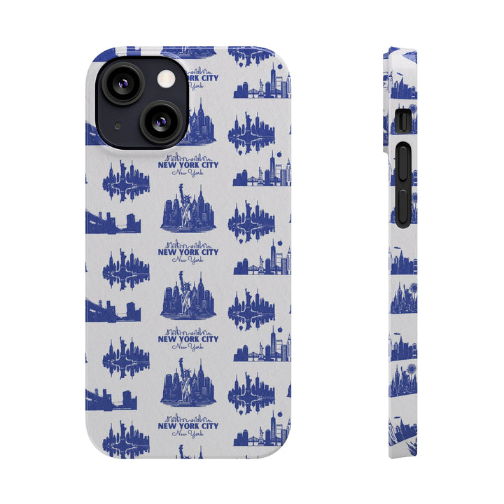 Slim New York Skyline Blue Collage Coquette Gift for Her Cute Phone Cases for Iphone 16 Pro Max | iPhone 15 Case | iPhone 15 Pro Max Case, Iphone 14, Iphone 14 Pro Max, Iphone 13 12 11 8 7 - Studio40ParkLane