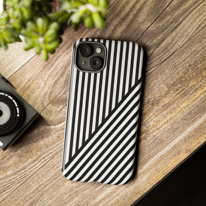 Aesthetic Tough Black White Stripes Phone Case - For iPhone 17 Pro Max iPhone 16 Pro iPhone 15 Iphone 14 Plus 13 Pro 12 11 10 XR - Studio40ParkLane