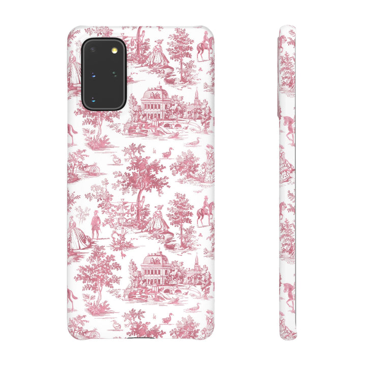 Sleek Snap Pink French Toile Cute Phone Case for iPhone 16 15 14 13 12 11 X Xs Max Xr Pro Plus Samsung Galaxy S24 S23 S22 S21 S20 Note Ultra