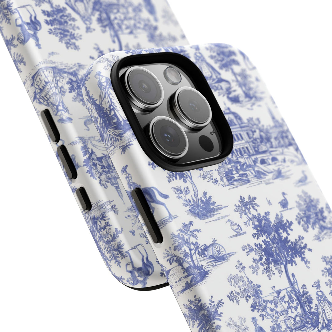French Toile Blue Coquette Tough Phone Case - For iPhone 17 Pro Max iPhone 16 Pro Case iPhone Iphone 15 Case 14 13 12 11 Cute Phone Case - Studio40ParkLane
