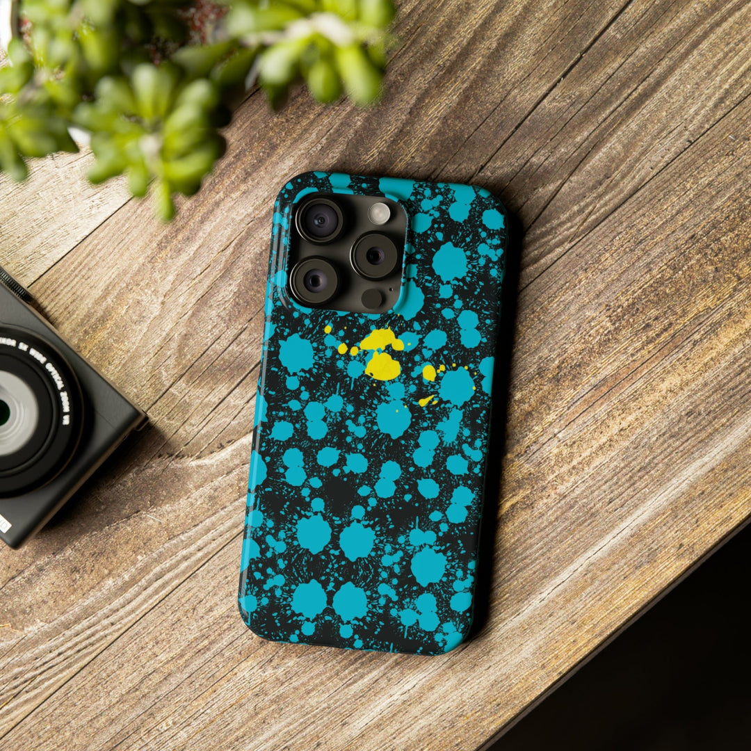 Slim Cute Phone Cases for Iphone - | iPhone 15 Case | iPhone 15 Pro Max Case, Iphone 14 Case, Iphone 14 Pro Max, Iphone 13, Paint Splash Blue Yellow - Studio40ParkLane