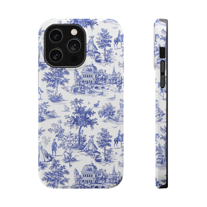 Blue Toile Magnetic Impact-Resistant Cute Phone Case for Iphone 16, iPhone 15 Pro Max Plus 14, 13, 12, 11 Gift for her - Studio40ParkLane