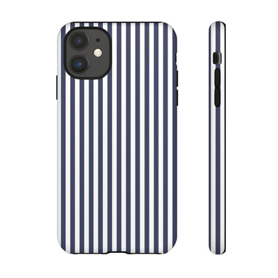 Tough Premium Navy Blue Stripes Phone Case Gift for Her - For Apple iPhone 16 Pro Max 16e iPhone 15 Pro iPhone Iphone 14 Plus 13 Pro 12 SE XR - Studio40ParkLane