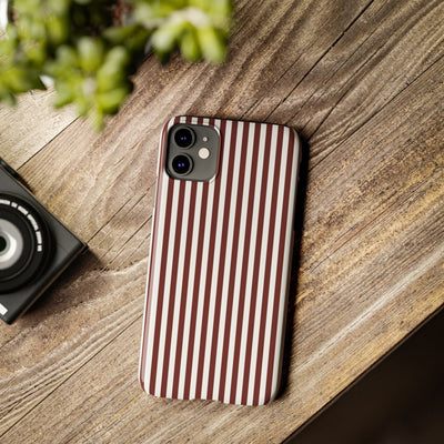 Slim Chocolate Brown Striped Cute Phone Case for Iphone 16 - | iPhone 15 Pro Max Case | iPhone 14 Case Iphone 13 12 11 10 9 8 7 Gift for Her - Studio40ParkLane