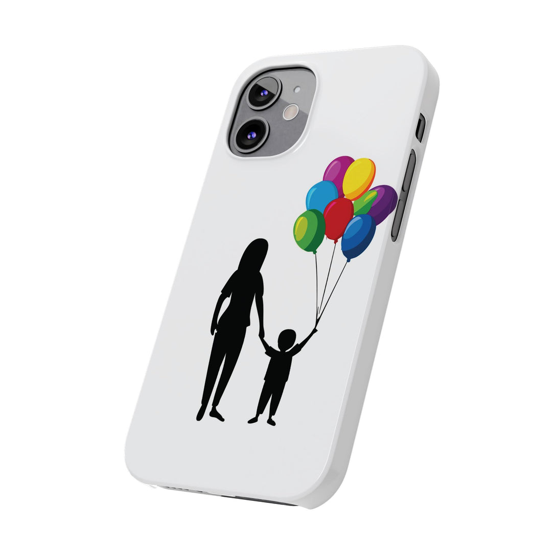 Slim Mother Child Balloons Gift for Her Cute Phone Cases for Iphone 16 Pro Max | iPhone 15 Case | iPhone 15 Pro Max Case, Iphone 14, 13, 12, 11, 10, 8, 7 - Studio40ParkLane
