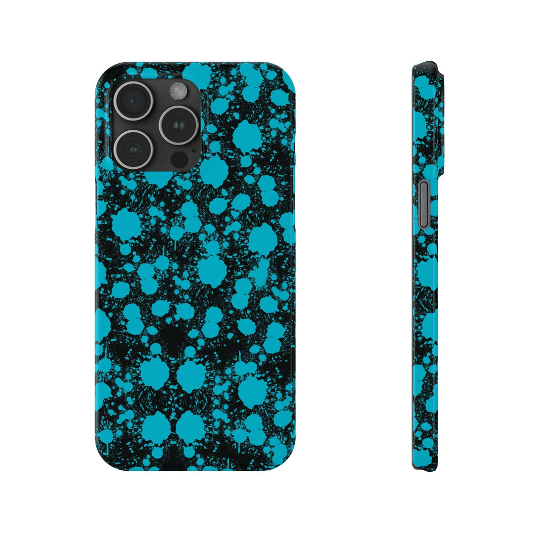 Slim Cute Phone Cases for Iphone - | iPhone 15 Case | iPhone 15 Pro Max Case, Iphone 14 Case, Iphone 14 Pro Max, Iphone 13, Blue Paint Blots Splash - Studio40ParkLane