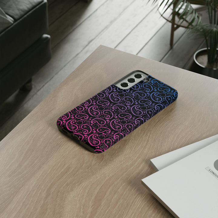 Cool Phone Case | Aesthetic Phone Case | Paisley Blue Pink Black | For Samsung Galaxy S23, S22, S21, S20 | Luxury Double Layer | Cute - Studio40ParkLane