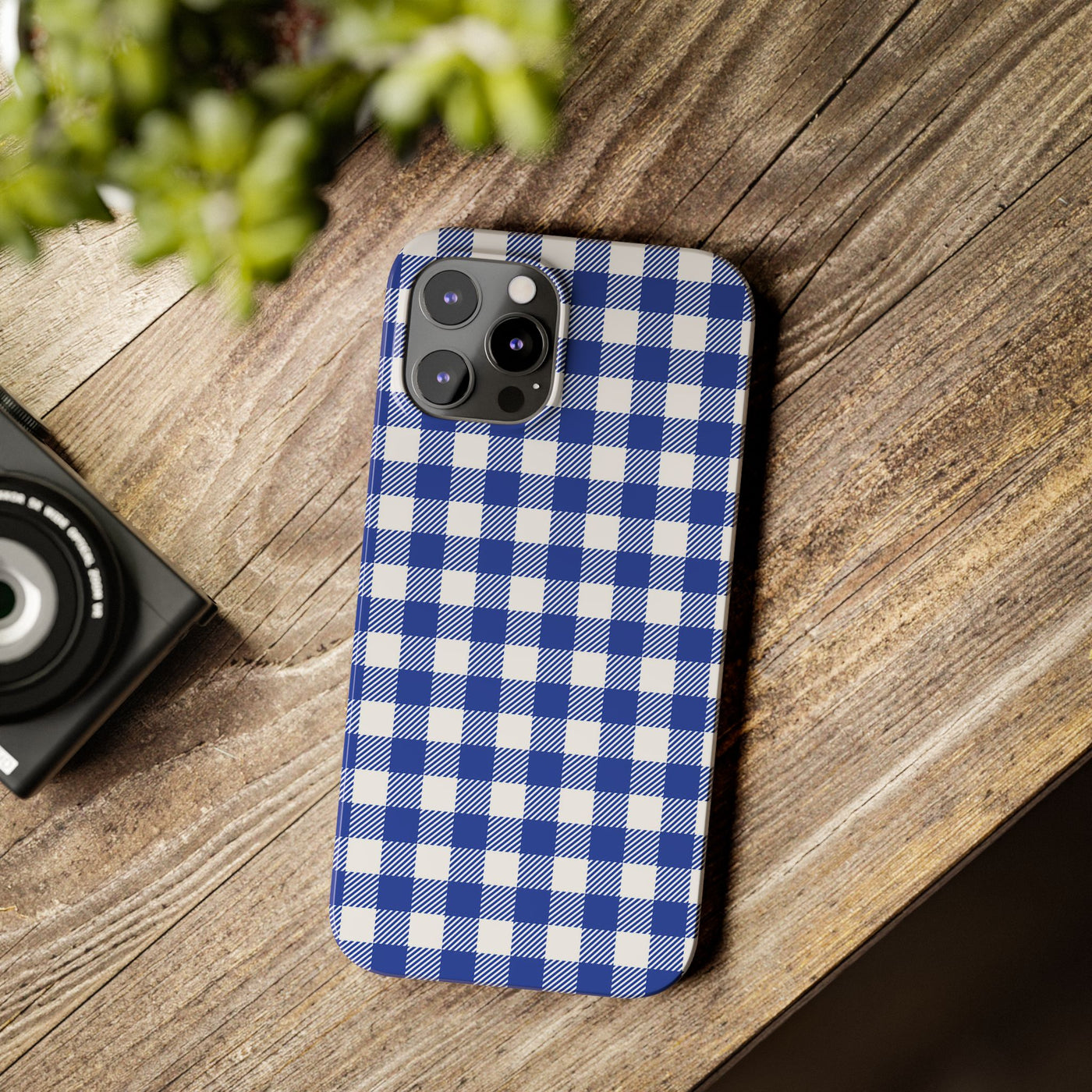 Slim Blue Gingham Gift for Her Cute Phone Cases for Iphone 16 Pro Max | iPhone 15 Case | iPhone 15 Pro Max Case, Iphone 14, 13, 12, 11, 10, 8, 7