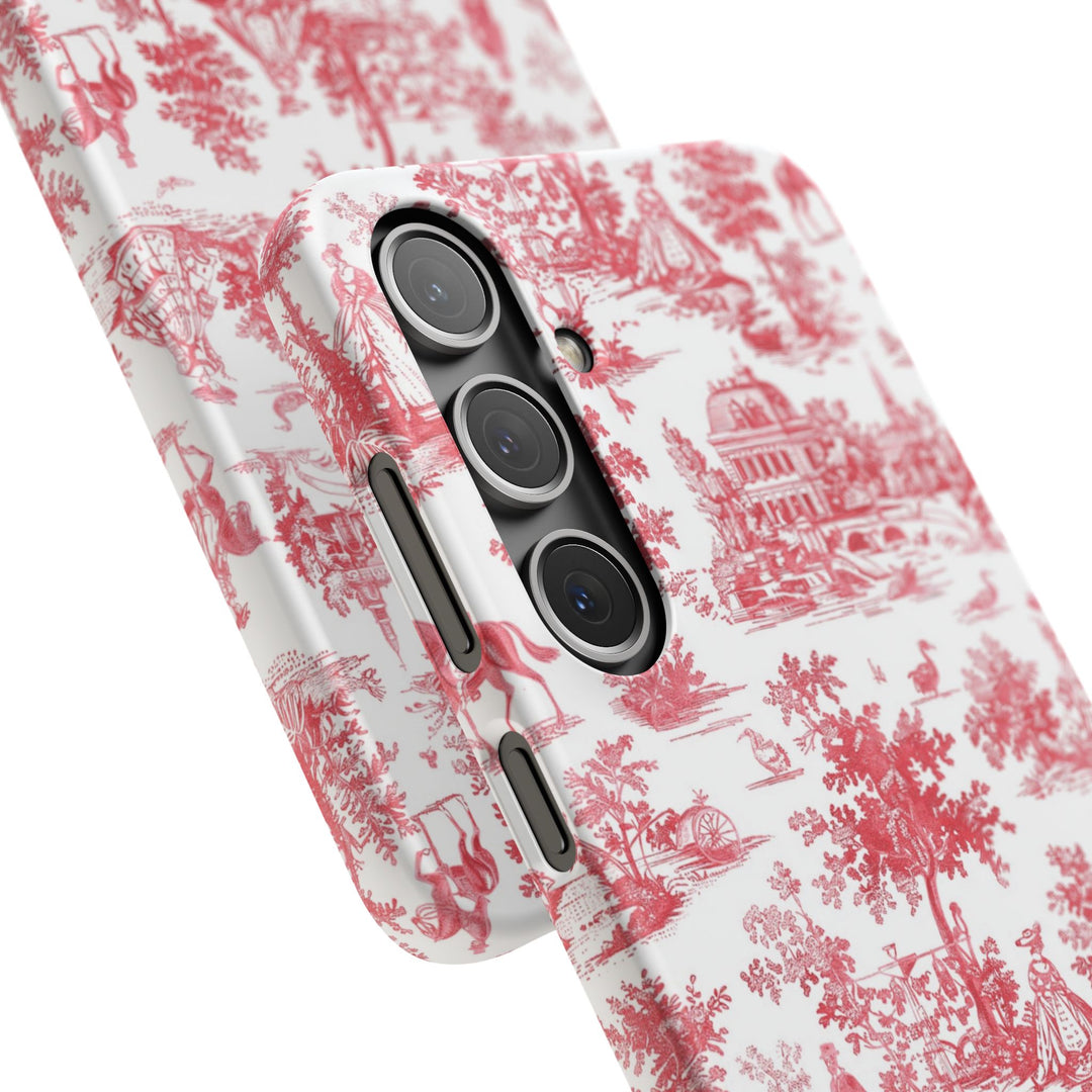 Snap French Toile Personalized Initial Custom Gift for Her Cute Phone Cases for Samsung S24, S23, S22, S21, S20, Plus and Ultra and Iphone, 16, 15, 14, 13, 12, 11. 10 - Studio40ParkLane