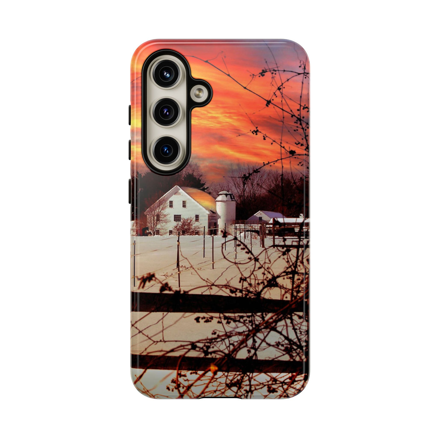 Impact Resistant, Winter Sunset Cute Phone Cases for Samsung S24, S23, S22, S21, IPhone 15 pro Iphone 14 pro Iphone 13 IPhone 12 Iphone 11