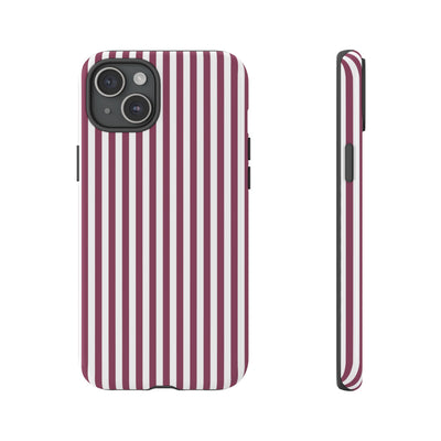 Tough Premium Old Claret Stripes Phone Case Gift for Her - For Apple iPhone 16 Pro Max 16e iPhone 15 Pro iPhone Iphone 14 Plus 13 Pro 12 SE XR - Studio40ParkLane