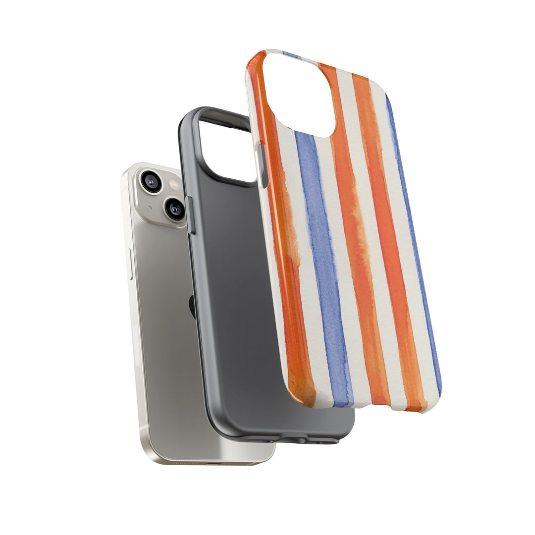 Tough Cute Blue Orange Stripes Phone Case, for IPhone 17 Pro Max | Iphone 17 Air, Iphone 16, IPhone 15, 14 13 12, Samsung Galaxy S26, S25, S24, S23 - Studio40ParkLane