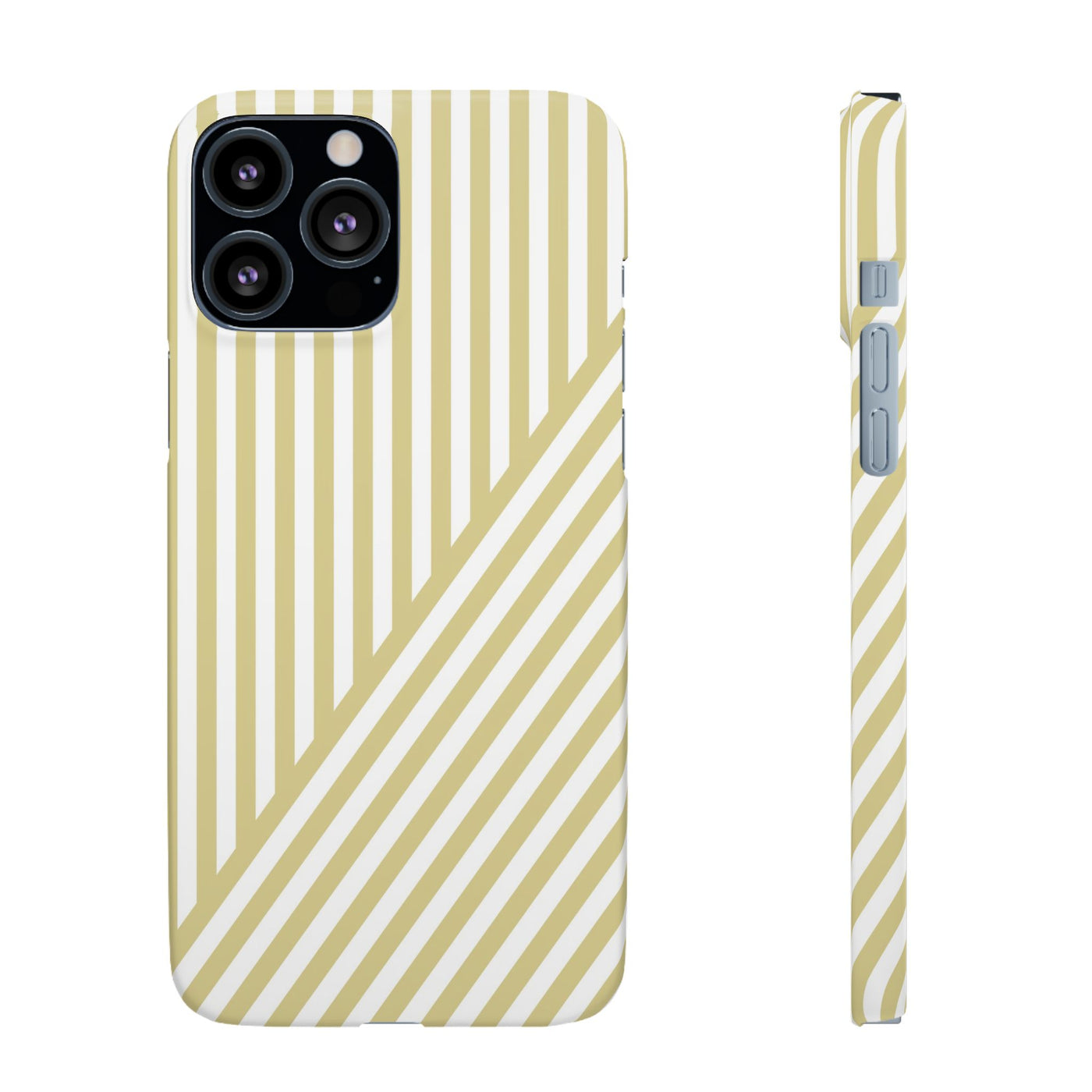 Aesthetic Yellow Beige Stripes Cute Phone Case Sleek Snap - For iPhone 17 Pro Max iPhone 16 Pro iPhone 15 Iphone 14 Plus 13 Pro 12 11 10 Gift