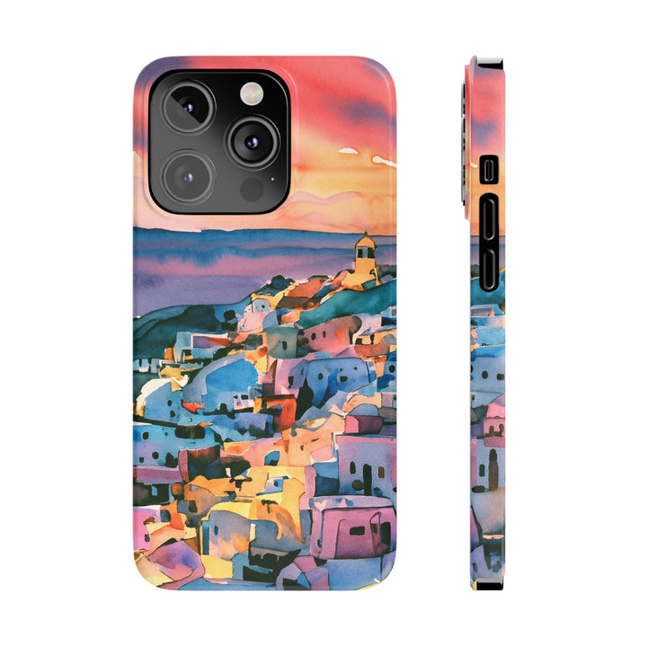 Slim Cute Phone Cases for Iphone | iPhone 15 Case | iPhone 15 Pro Max Case, Iphone 14, Iphone 14 Pro Max, Iphone 13, Colorful Greek House Watercolor - Studio40ParkLane