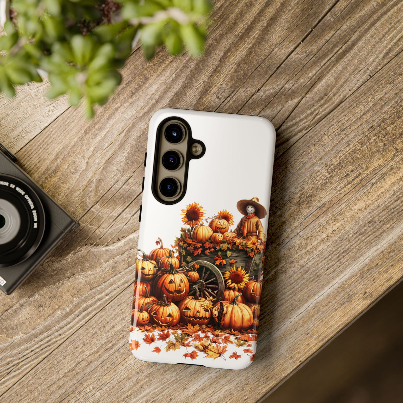 Impact Resistant, Fall Leaves Scarecrow, Cute Phone Cases for Samsung S24, S23, S22, S21, IPhone 15 pro Iphone 14 pro Iphone 13 IPhone 12 Iphone 11