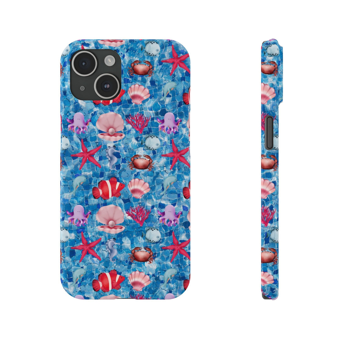 Slim Cute Phone Cases for Iphone - | iPhone 15 Case | iPhone 15 Pro Max Case, Iphone 14 Case, Iphone 14 Pro Max, Iphone 13, Blue Red Under Sea - Studio40ParkLane